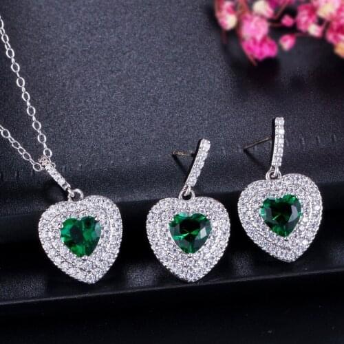 S925 Sterling Silver Necklace Earrings Fashion Heart Shape Stud Earrings Fine Jewelri Wedding Banquet Fine Jewelry Wholesale