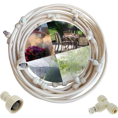 6/9/12/15/18M Outdoor Cooling Patio Misting System Fan Cooler Water Greenhouse Spray Fog Kit Brass Nozzle +3/4'' Thread Adapter
