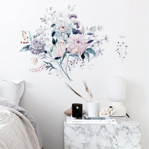 Modern Wtercolor Wall Stickers Flower Warm Bedroom Decoration Aesthetic Mural Home Office Decor Living Room Art Decal Wallpaper