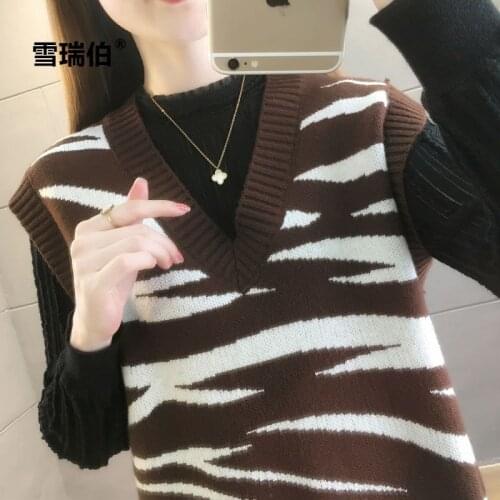 SweaterV Neck Vintage Argyle Sweater Vest Women Black Sleeveless Plaid Knitted Crop Sweaters Casual Autumn Preppy Style 2021