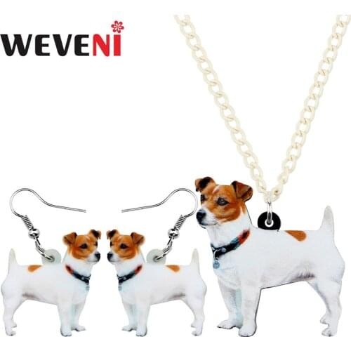 WEVENI Acrylic Anime Jack Russell Dog Necklace Earrings Jewelry Sets Sweet Pets Fashion Teens Girl Charms Party Gift Accessories