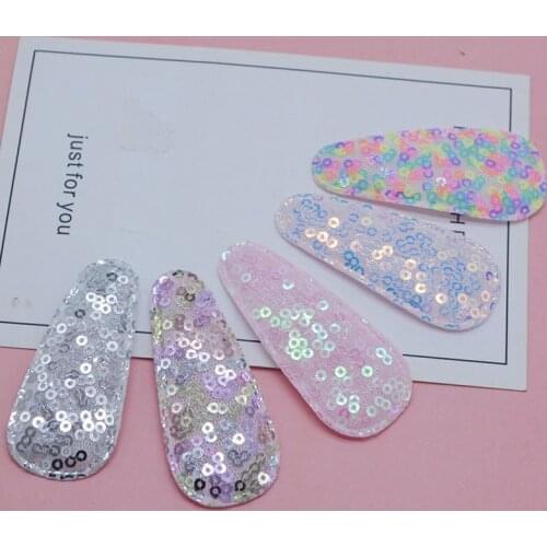 40Pcs/Lot 6.6cm Colorful Shiny Paillette Drop Clip Applique for Clothes Hat Sewing Patches DIY Headwear Hair Clips Decor Patches