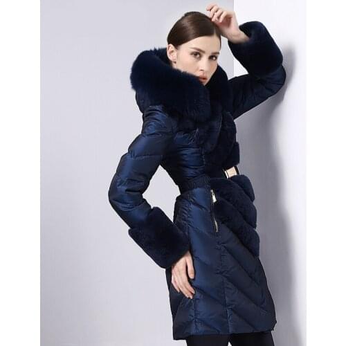Women down coat female fur 2017 large fur collar outerwear female thickening fashion ladies elegant duck down jacket