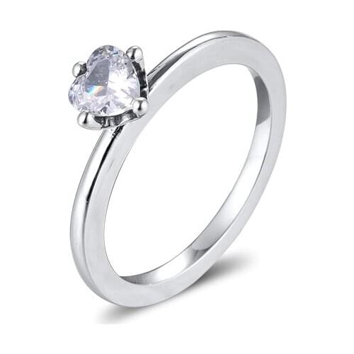 GPY Ring Women Anel Feminino 100% 925 Jewelry Sterling Silver Anillos Mujer Wedding Clear Heart Rings Engagement Bagues