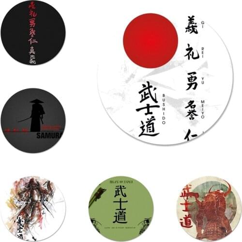 The Seven Virtues Bushido Kanji Icons Pins Badge Decoration Brooches Metal Badges For Clothes Backpack Decoration