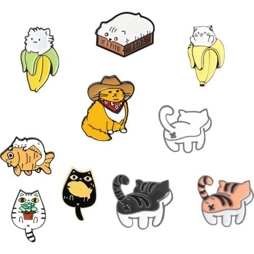 Cute Cartoon Cats Enamel Pins Lovely Brooches Bag Lapel Pin Backpack Badge Exquisite Little Gift for Friends Cat Lovers Custom