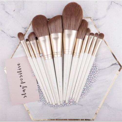 12 Pieces White Full Cosmetic Brush Set Beauty Makeup Tools for Beginners E592