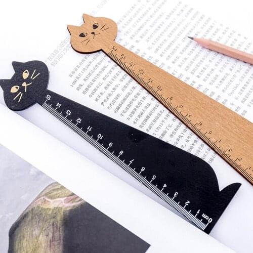 30pcs Cute Wood Cat Rulers 15cm Straight Ruler for School Study Supplies Scale Kids Stationery Gift Kawaii Office Accessories