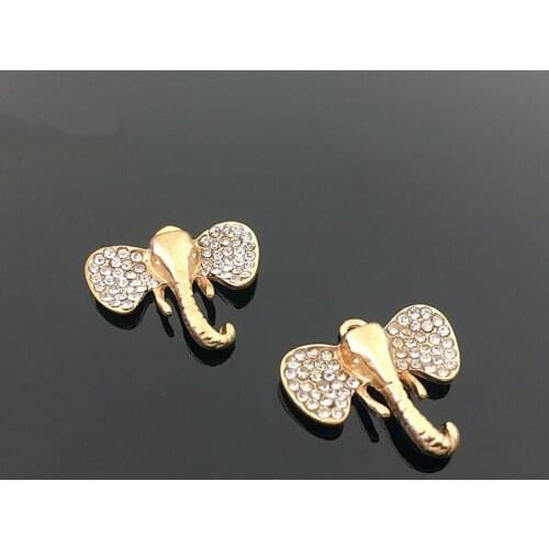 50pcs Elephant Rhinestone Applique Metal Pendant Chain Zipper Garment Decor Hairpin Shoes Bag Decor Necklace Embellishment