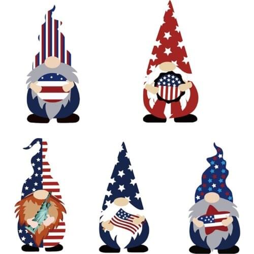 Independence Day Gnome Statue Acrylic Garden Stakes Ground Insert Art Ornaments K0AB