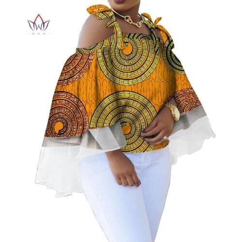 African Print Wax Shirt for Women Dashiki Long Sleeves Africa Clothing Plus Size Traditional African Clothing WY5101
