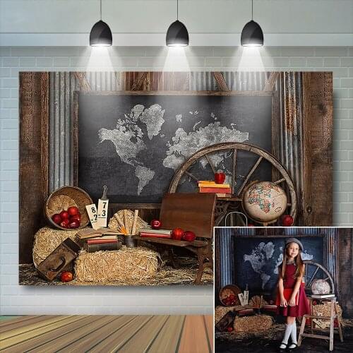 Back To School Kids Photography Backdrops Children Portrait Birthday Cake Smash Classroom World Map Backgrounds Photostudio