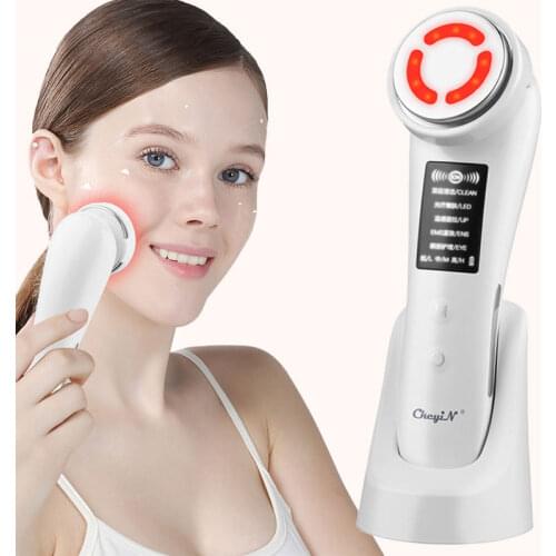 5 in 1 Electric EMS Microcurrent LED Photon Light Therapy Heated Face Massager Skin Rejuvenation Facial Lifting Removal Wrinkle