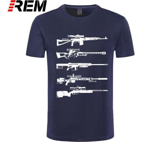 REM Men Short Sleeve Sniper Rifles Tshirts Justice Tops Shirt Retro Justice O Neck T-shirts Wholesale