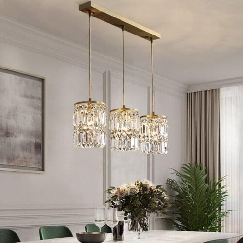 Dining Room Crystal Pendant Light Bar Table Dining Hall Hanging Lamp Aisle Light Modern Minimalist Lighting Nordic Pendant Lamp