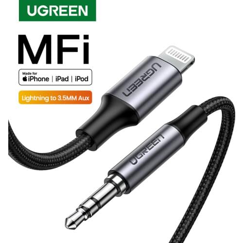 UGREEN MFi Lightning to 3.5mm Aux Cable for iPhone 11 Pro Max 8 7 X 3.5mm Jack Male Cable Car Converter Headphone Audio Adapter