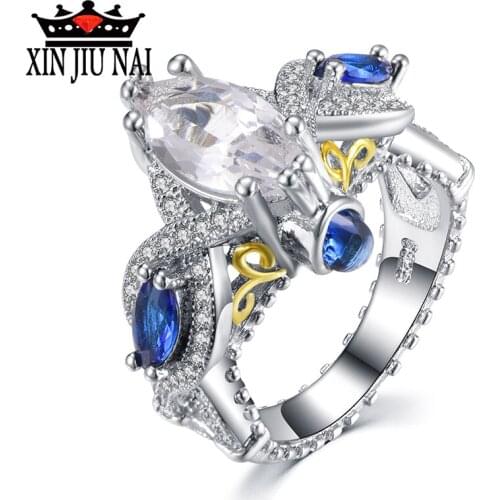 Pear Cut Horse Eye Luxury Jewelry White Gold 3CT Clear 5A CZ Zirconia Wedding Women Band Ring For Lover Gift Sapphire Ring