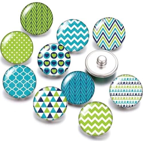 Beauty Rotating patterns Dot 18mm snap buttons 10pcs mixed round photo glass cabochon style for snap button jewelry
