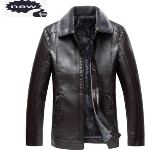 2021 Winter Mens Fashion Men Business Jackets Large Size Faux Fur Collar Pu Leather Warm 8XL Fleece Lining Jacket