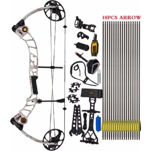 T1 17-70 Lbs Compound Bow 19-30 Inches 320fps IBO with 18 Pcs Arrow for Archery Shooting