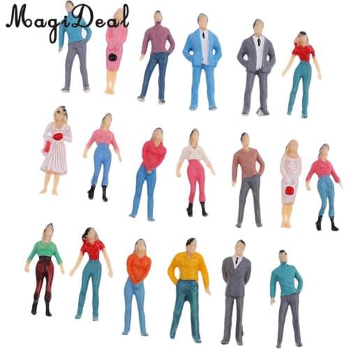 MagiDeal 1Set 1/50 Scale Train Railway Park Street Building Passenger People Figures Model HO Painted for Layout Landscape Scene