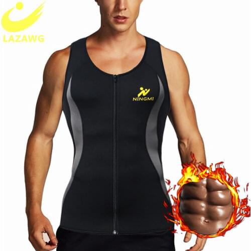 LAZAWG Mens Gym Body Vest Slimming Shirt Underwear Waist Trainer Sauna Sweat Suits Belt Sweat Cinchers Shapewear for Weight Loss