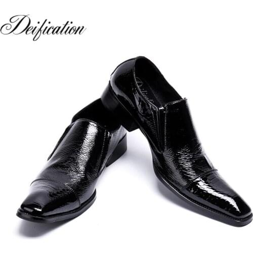 Deification Italian Style Solid Business Man Dress Shoes Square Toe Formal Flats Genuine Leather Formal Shoes Oxfords For Men