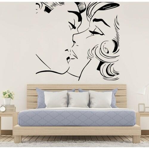 Abstract Kiss Pattern Wall Stickers Master Couple Bedroom Decor Accessories Romantic Living Room Vinyl Tile Wall Decals Z625
