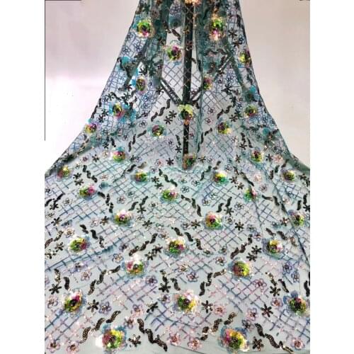 Nigeria sequined lace fabric African tulle lace fabric 2020 high quality lace French lace fabric wedding dress D4149