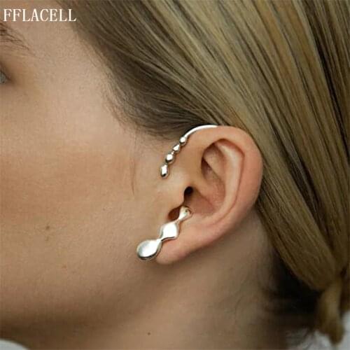 2020 New Trendy Lava Gold Metal Ear Cuff Earrings without Piercing Geometric Cartilage Earring Punk for Women Girl party Jewelry