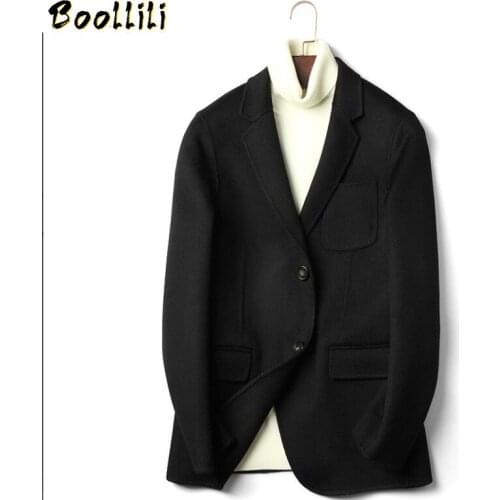 Boollili 2020 New Mens 100% Wool Coat Double-sided Wool Jacket Casual Blazer Mens Overcoat Korean Coats