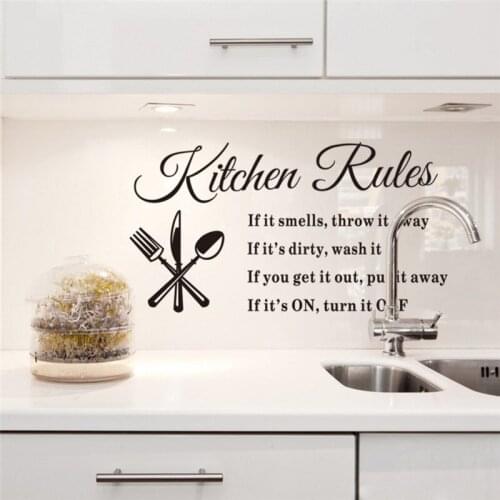 New Kitchen Rules Words Wall Stickers Decal Home Decor Removable Vinyl Art Mural