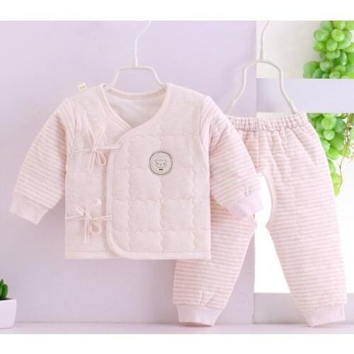 Autumn Winter Newborn Baby 0-5 Months Clothing Set Soft Boy Girl Clothes 100% Cotton Cartoon warm Underwear Pajamas Sleepwear