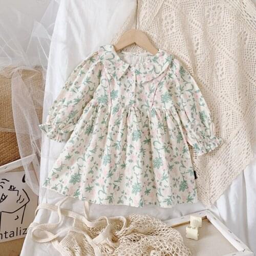 2020 Autumn Casual Solid Girls Dress Flowers Kids Dresses For Girls High Quality Fashion Girl Clothes