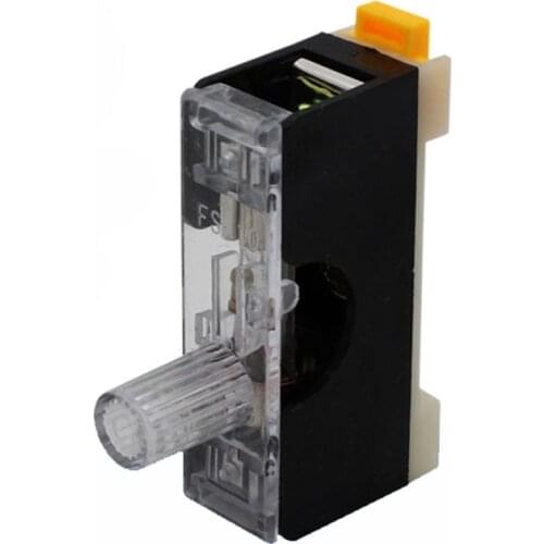 35MM DIN Rail Type Fuse Holder 6*30 Glass Fuse Base with Indicator Light & Inner 10A Fuse Flame Retardant Single Guide Fuse Box