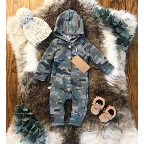 Pudcoco Boys Jumpsuits AU Stock Newborn Baby Boys Hooded Romper Jumpsuit Outfits Clothes
