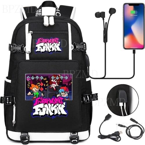 Friday Night Funkin men backpack waterproof anti-theft school teen boy backpack student bookbag USB charging port travel bags