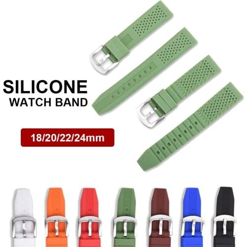 Soft Silicone Watch Straps 16mm 18mm 20mm 22mm 24mm Watchband for Samsung Gear S2 S3 Sport Waterproof Breathable Bracelet Band