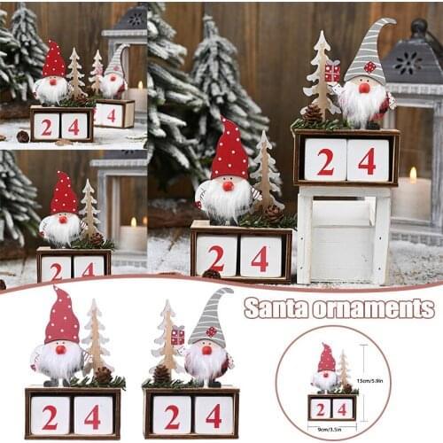 Christmas Countdown Calendar Decoration Wooden Blocks Table Desk Calendar Decoration for Home Office BJStore