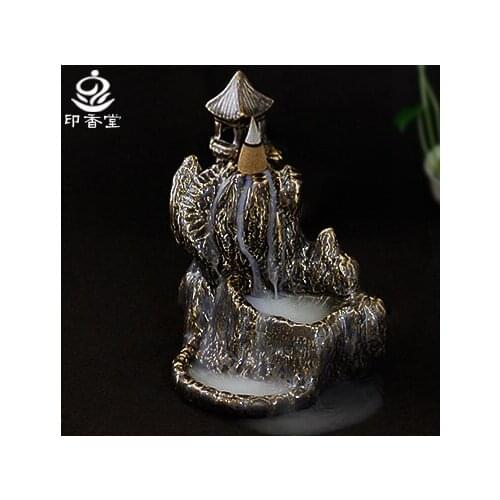 View purple ceramic incense smoke fragrant sandalwood Fragrant incense cones back sweet wormwood incense Tower incense burner