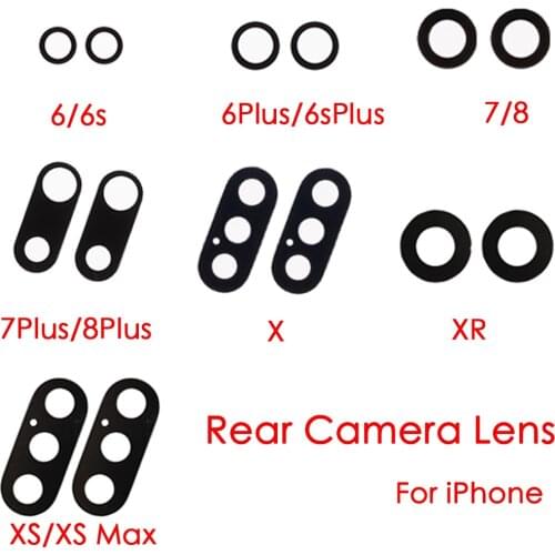 2PCS/SET Rear Camera Glass Lens Cover Replacement for iPhone 6 6s 6Plus 6sPlus 7 7Plus 8 8 Plus X XR XS XS Max