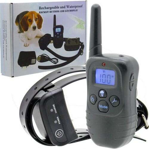 Blue Backlight Waterproof and Rechargeable Remote Pet Dog Training Collar with LCD Display 300g34e
