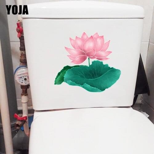 YOJA 21.7*19.6CM Chinese Style Summer Lotus Bathroom Decoration Home Room Wall Sticker T1-0409