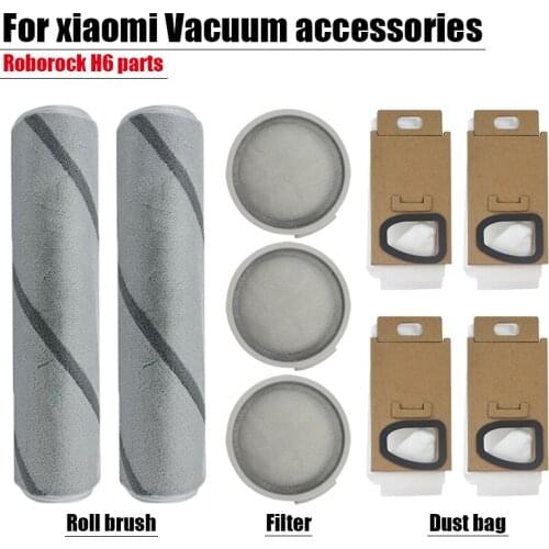 Washable HEPA Filter For xiaomi Roborock H6 Dust Bag Accessories Mijia SCWXCQ01RR Rolling Brush Replacement Vacuum Cleaner parts