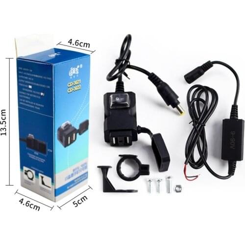Dual USB 12V Motorcycle Handlebar Power Charger Outlet Socket Waterproof ATF