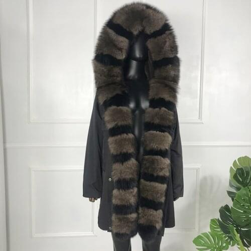 2020 New Women Coat With Hood Autumn Winter Casual Outwear Quality Fashion Parka Real Rabbit Fur Overcoat