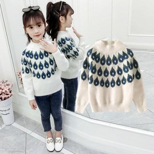 Winter Girl Sweaters Toddler Gril Thicken Pullover Kids Clothes Cotton Sweater Children Fashion Pattern Fleece Christmas Sweater