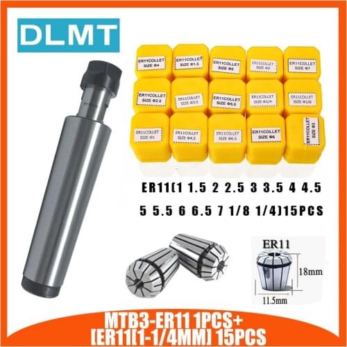1PC handle MT3 MTB3 ER11A M6 Morse#3 taper holder chuck+15pcs spring collet 1/1.5/2/2.5/3/3.5/4/4.5/5/5.5/6/6.5/7/6.35/3.175MM