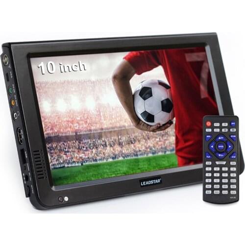10 Inch Hd Portable Tv Digital And Analog Mini Small Car Tv Support Usb Sd Mp4 H.265 Ac3Dvb-T2 Atsc Isdb-T Tdt