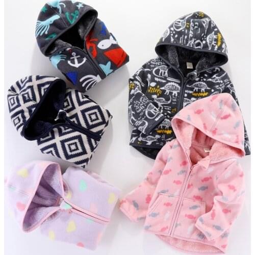 2021 childrens clothing spring and autumn models girls fleece boys thick coat sweater 2-8 years old baby winter clothes